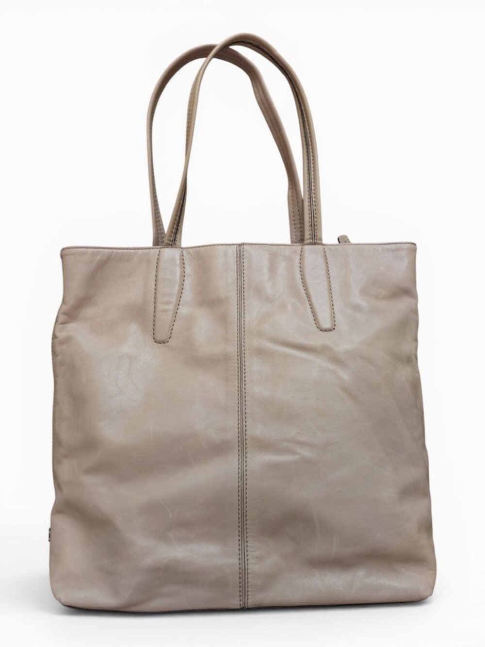 Tumi Gray Leather Shoulder Tote, 3 Sections w/ Jewelry Pocket, 14x14x4.5"